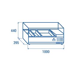 Vitrine horizontale réfrigérée GN1/3 inox couvercle verre trempé 33L