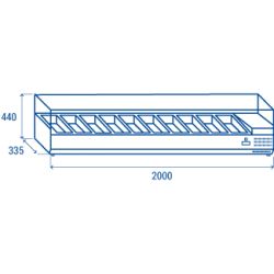 Vitrine horizontale réfrigérée GN1/4 inox couvercle verre trempé 66L