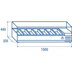 Vitrine horizontale réfrigérée GN1/4 inox couvercle verre trempé 46L