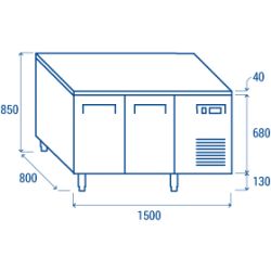 Table réfrigérée positive 600X400 2 portes inox 430L