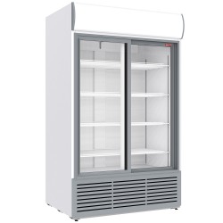 Vitrine Réfrigérée Blanche 1230L avec Éclairage LED et Portes Coulissantes