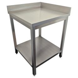 Table de travail en acier inoxydable avec bords relevés et structure renforcée