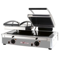 Grill Panini DOUBLE en vitrocéramique avec thermostat et châssis en acier inoxydable