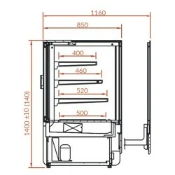 Vitrine comptoir neutre pour boulangerie - L 1000 mm  - Gamme Sensation