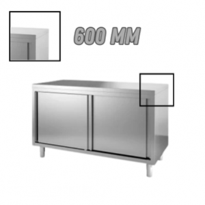 Meuble bas inox central sur pieds profondeur 600 mm